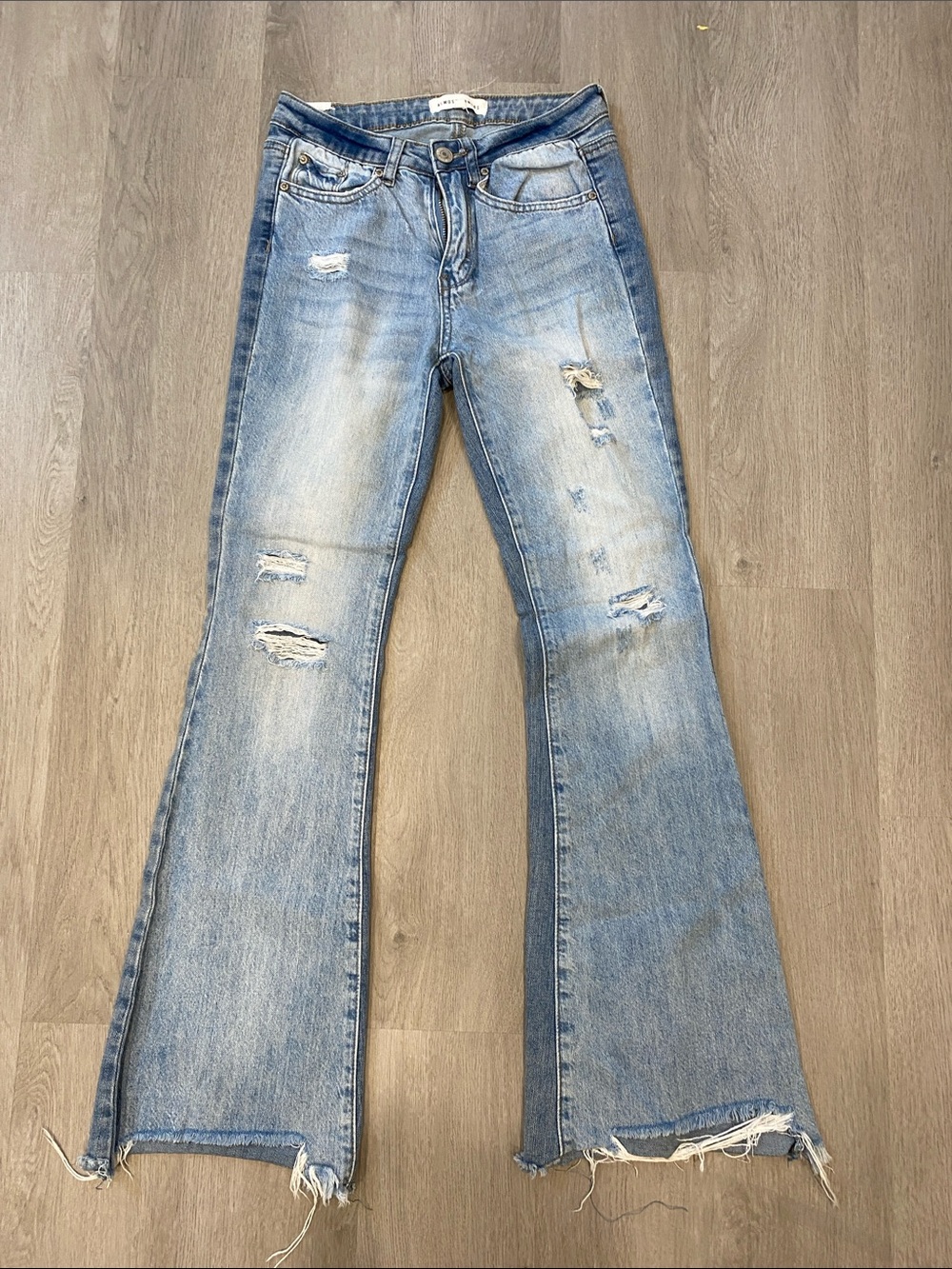 Almost Famous Light Blue Distressed Flare Jeans